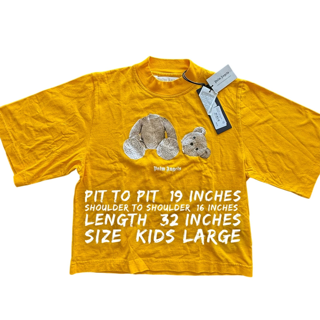 RETAIL $305 Palm Angels Boys Broken Bear Tee *NWT*SZ LARGE*Ochre Yellow