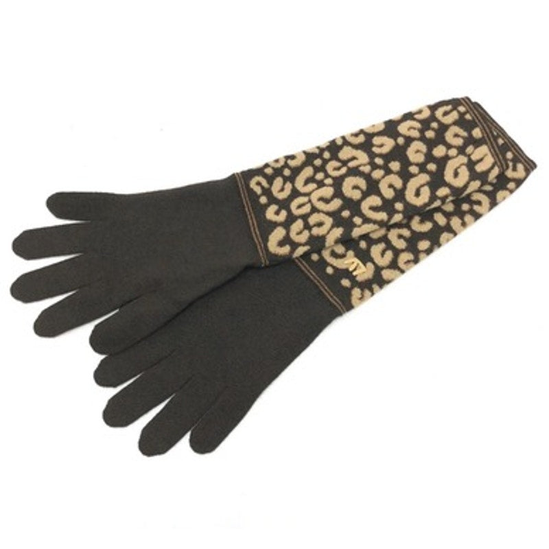 LOUIS VUITTON  x Stephen Sprouse Cashmere Silk Leopard Long Gloves*Glitter gold!