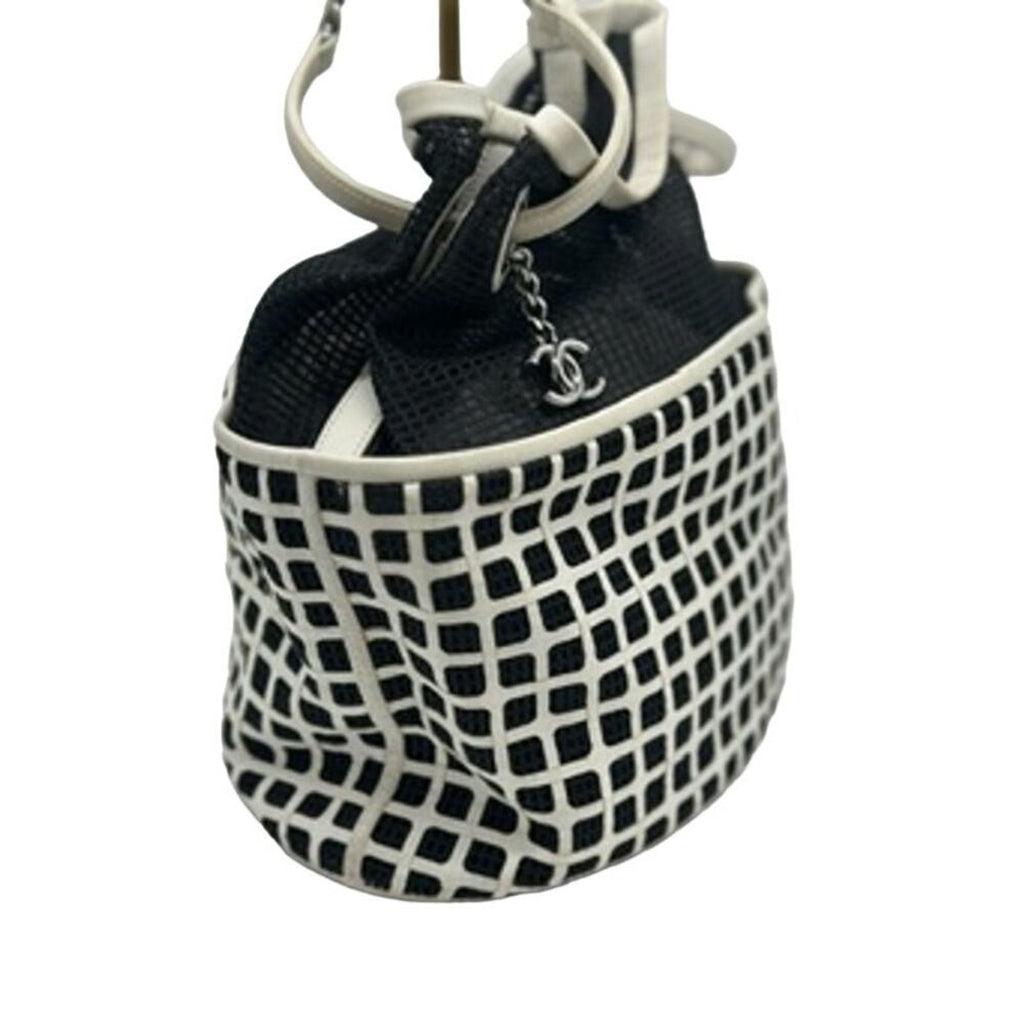 Chanel Black/White Mesh and Leather Rare‎ Bucket Bag w/COA AMAZING BAG