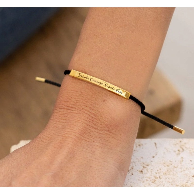 RETAIL $70 Mint & Lilly Inhale Courage, Exhale Fear Inspire Black Gold Bracelet