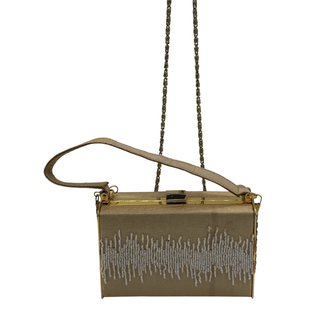 Vintage Glam Party Beaded Purse*Box shaped top handle cross body*1960's Beauty