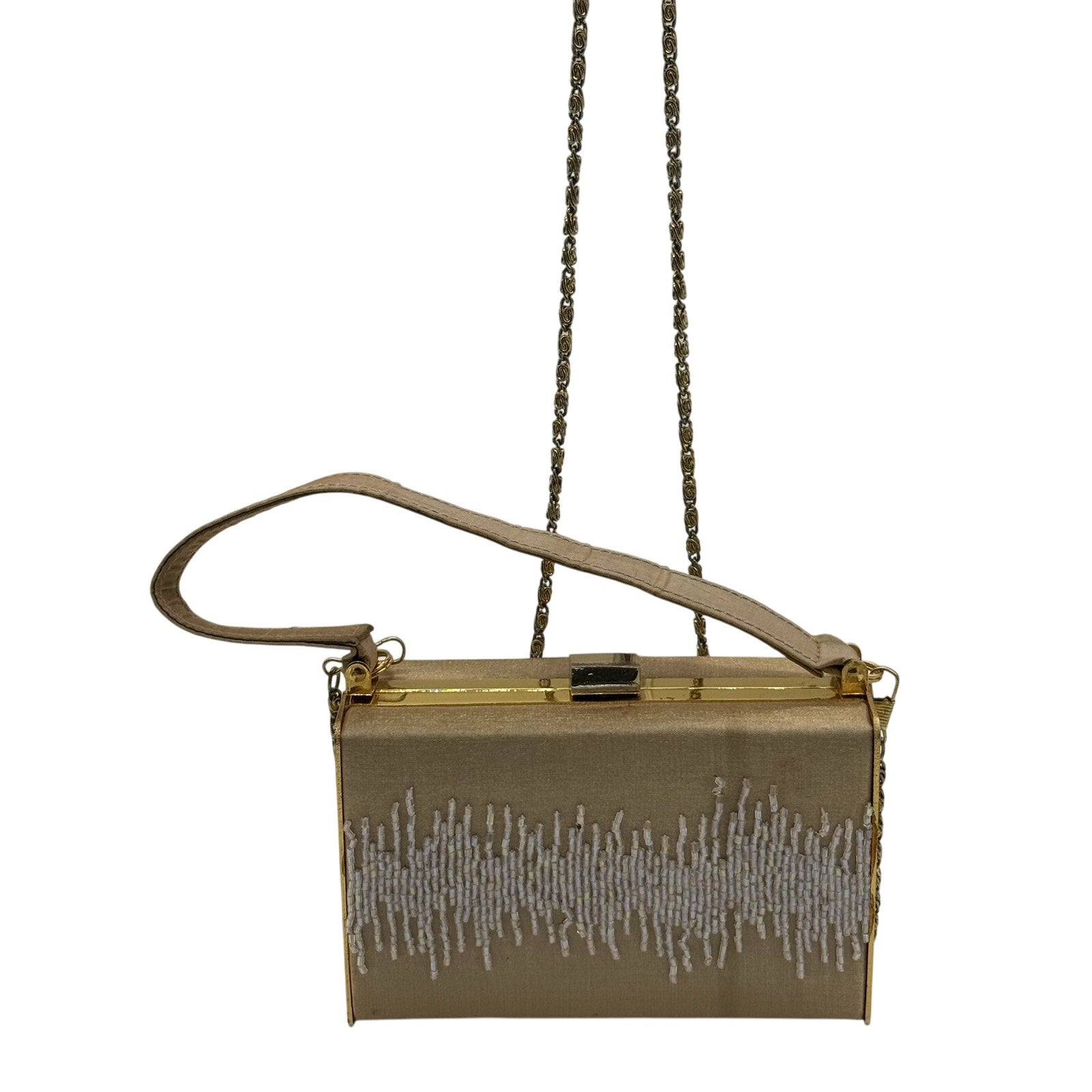 Vintage Glam Party Beaded Purse*Box shaped top handle cross body*1960's Beauty