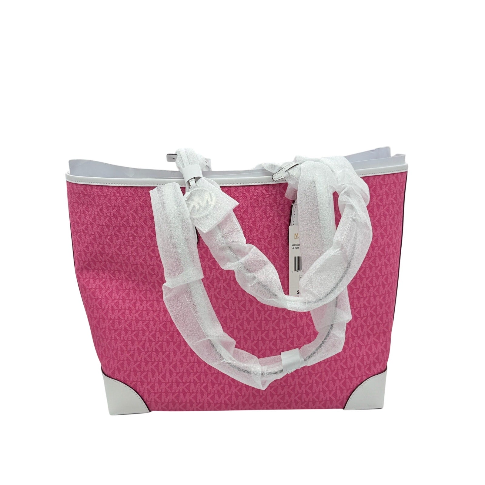 RETAIL $498 Michael Kors Pink Eva Large Signature Logo Stripe Tote Bag*NWT