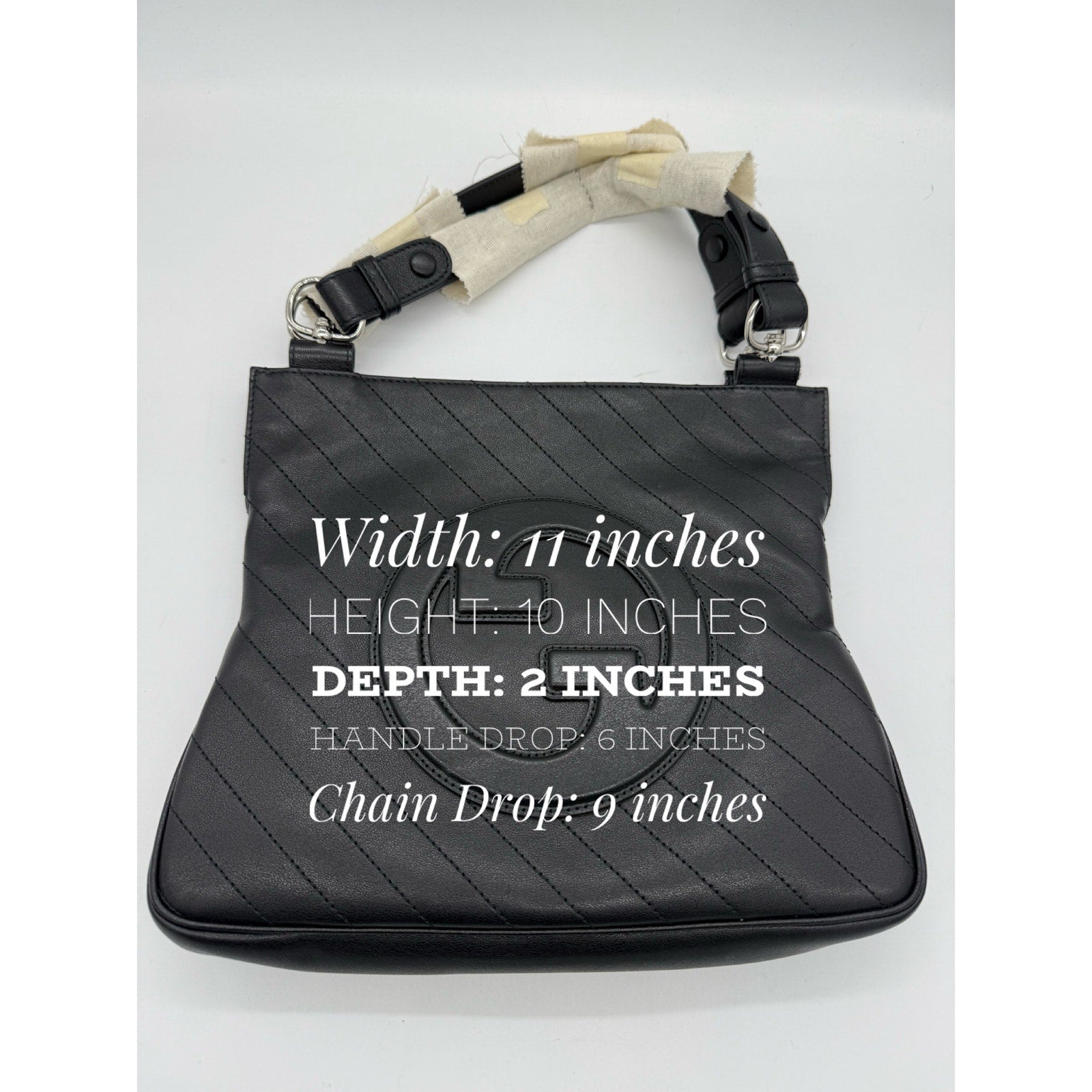 Gucci Black Sakai Be Green Calfskin Diagonal Stitched Tote*FULL INCLUSION*NWT