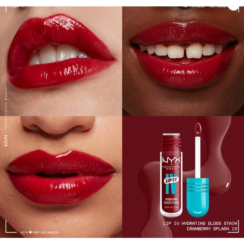 K-Care:NYX Professional Makeup Lip I.V. Hydrating Gloss Serum Stain*Cherry Red