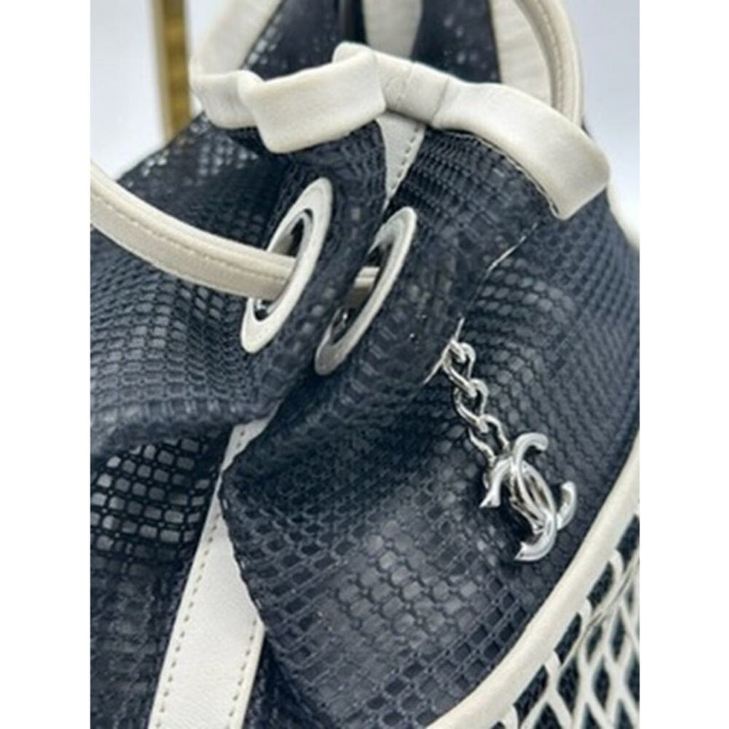 Chanel Black/White Mesh and Leather Rare‎ Bucket Bag w/COA AMAZING BAG