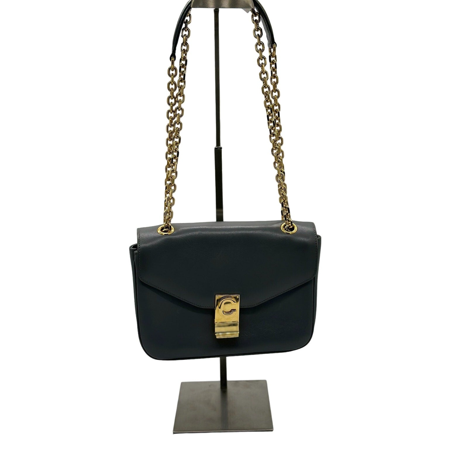 Celine Shiny Calfskin Medium C Bag Blue Grey 2018 collection! Gorgeous!