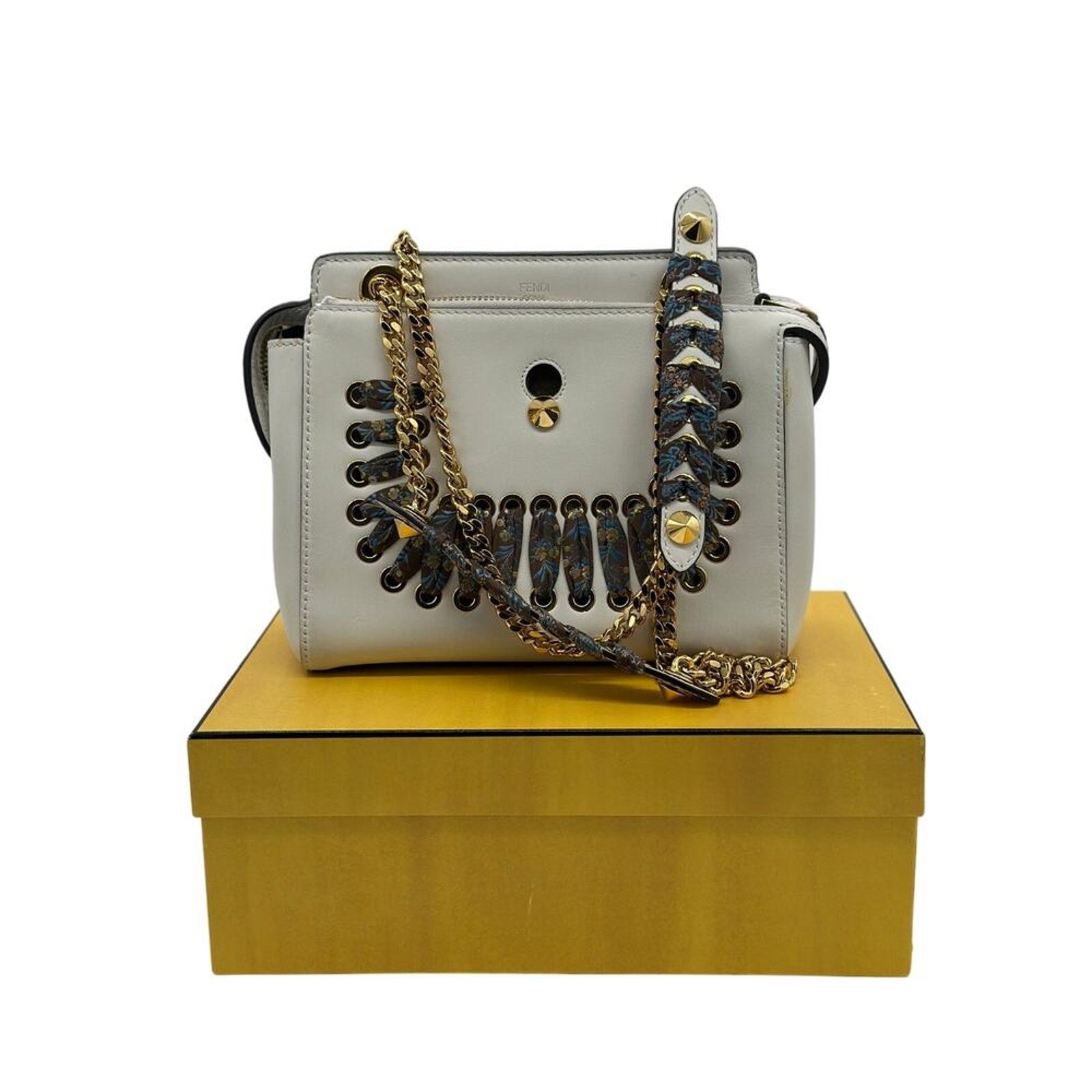 BNWT‎ Fendi Whipstitch Dotcom Bag in White calf leather! FULL INCLUSION