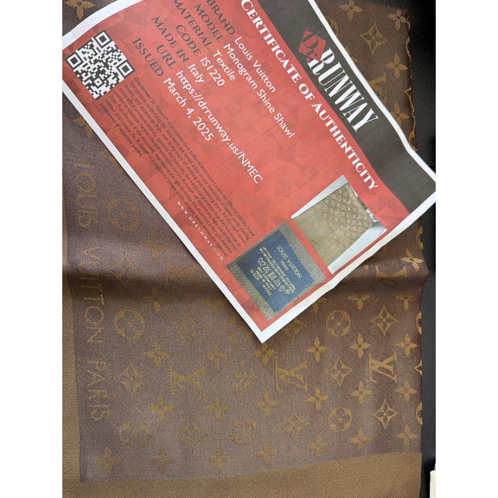 Louis Vuitton  Silk Lurex Wool Monogram Shine Shawl Brown*BRAND-NEW with COA #2