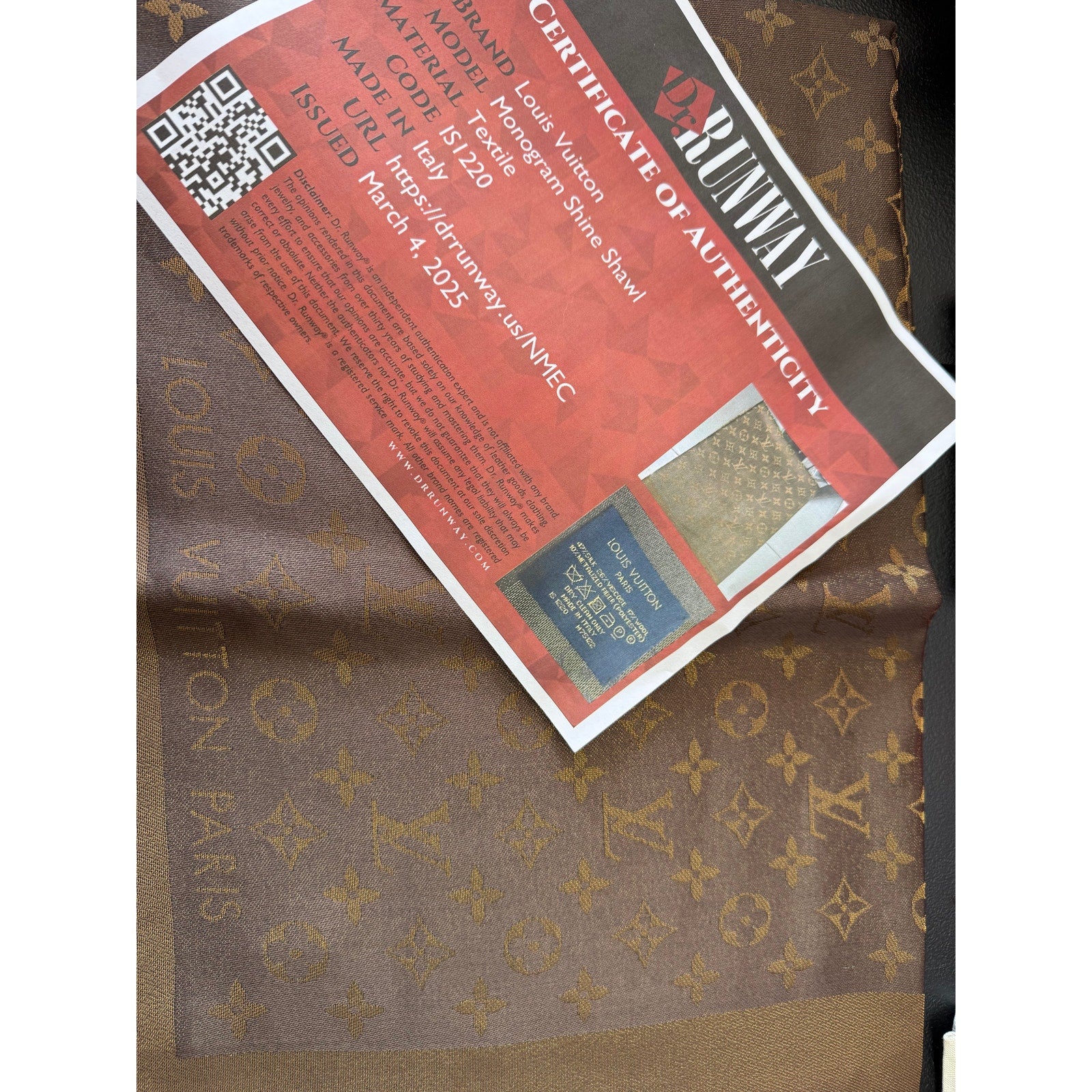 Louis Vuitton  Silk Lurex Wool Monogram Shine Shawl Brown*BRAND-NEW with COA #2
