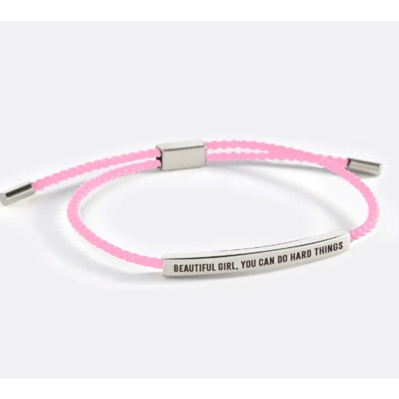 RETAIL $70 Mint & Lilly Beautiful Girl You Can Do Hard Things Pink Gold Bracelet