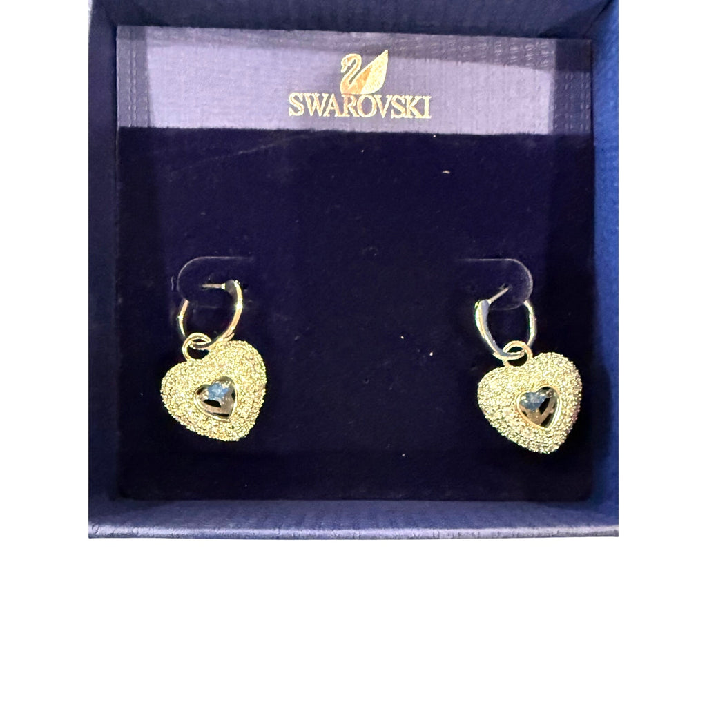 Swarovski Hyperbola drop earrings Heart, Blue, Rhodium Earrings*NEW in box