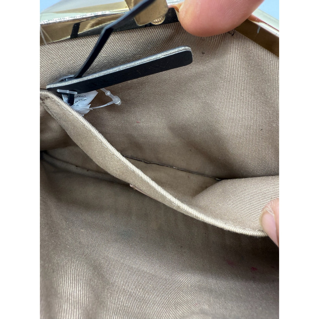 J. Crew Crackled Gold Metallic Leather Fold Over Clutch*Gorgeous Vintage Bag