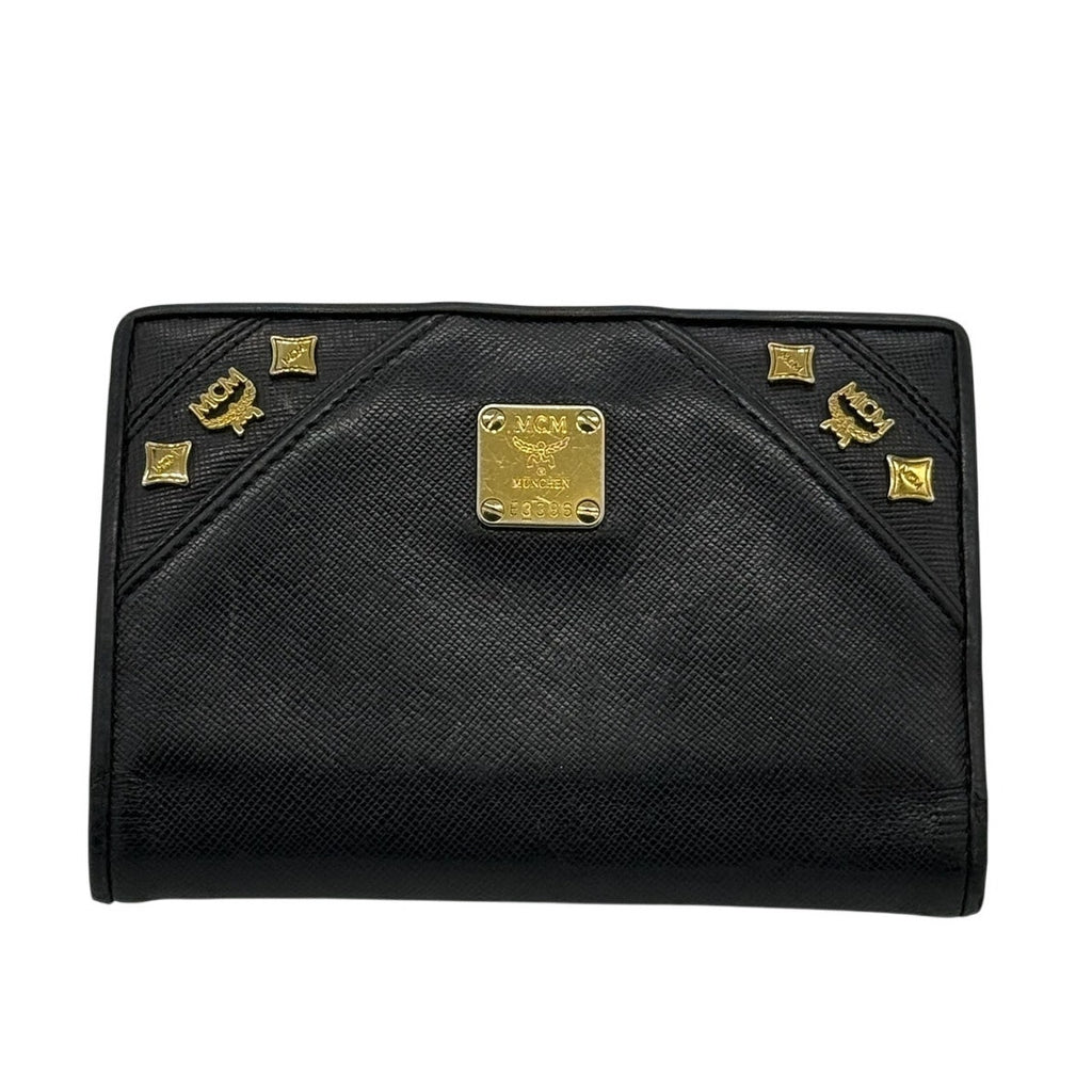 MCM LEATHER CHARM KISSLOCK BI-FOLD WALLET*Calf skin leather