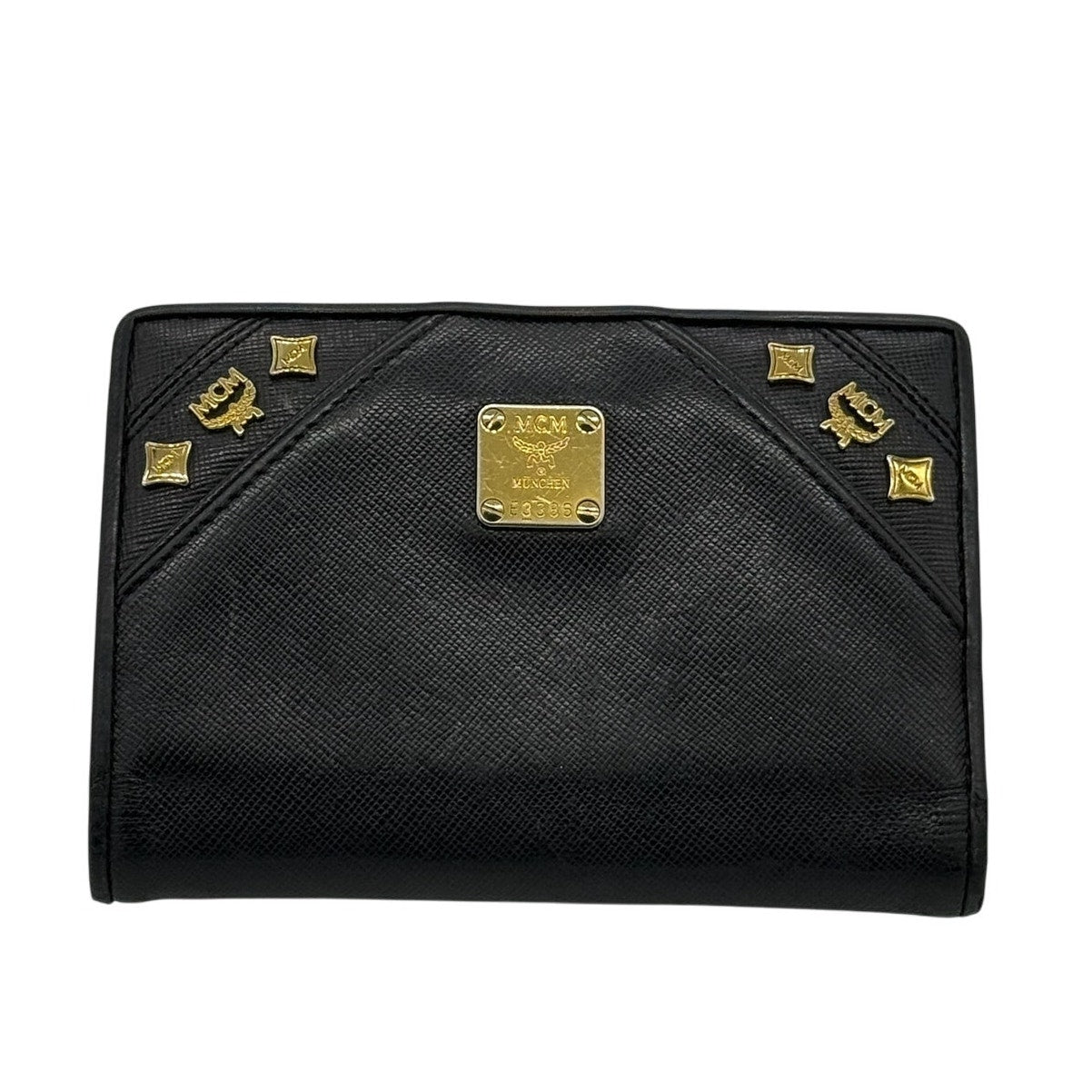 MCM LEATHER CHARM KISSLOCK BI-FOLD WALLET*Calf skin leather