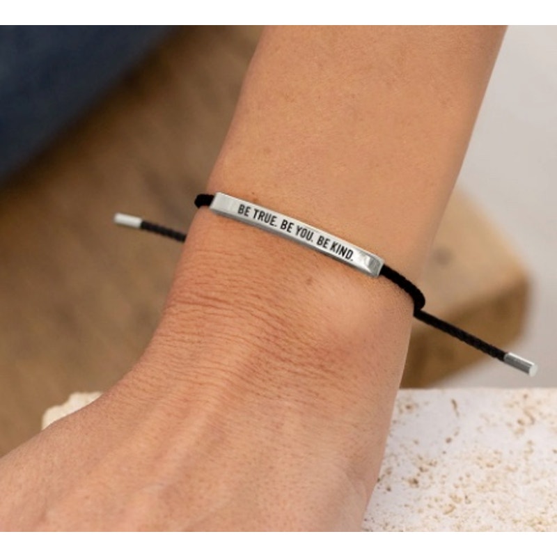 RETAIL $70 Mint & Lilly Be True. Be You. Be Kind. Inspire Bracelet*Black & Silver