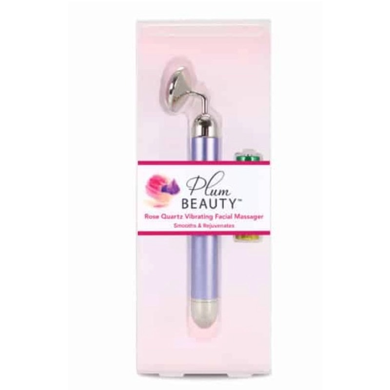 Plum Beauty Rose Quartz Vibrating Facial Massager Electric Vibrating Face Roller