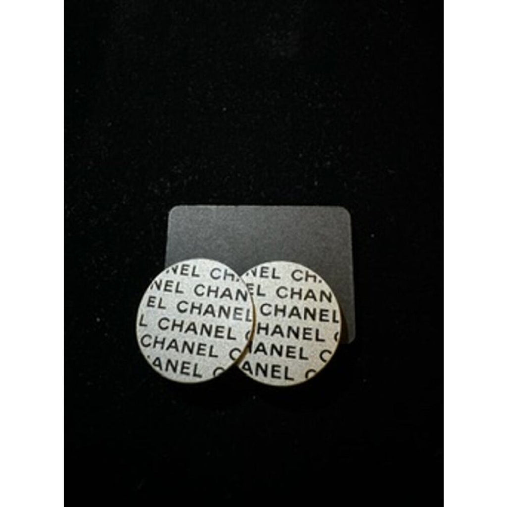 Chanel Logo Silver‎ Clip-Ons*GREAT Silver Authentic Stamped VINTAGE EARRINGS!