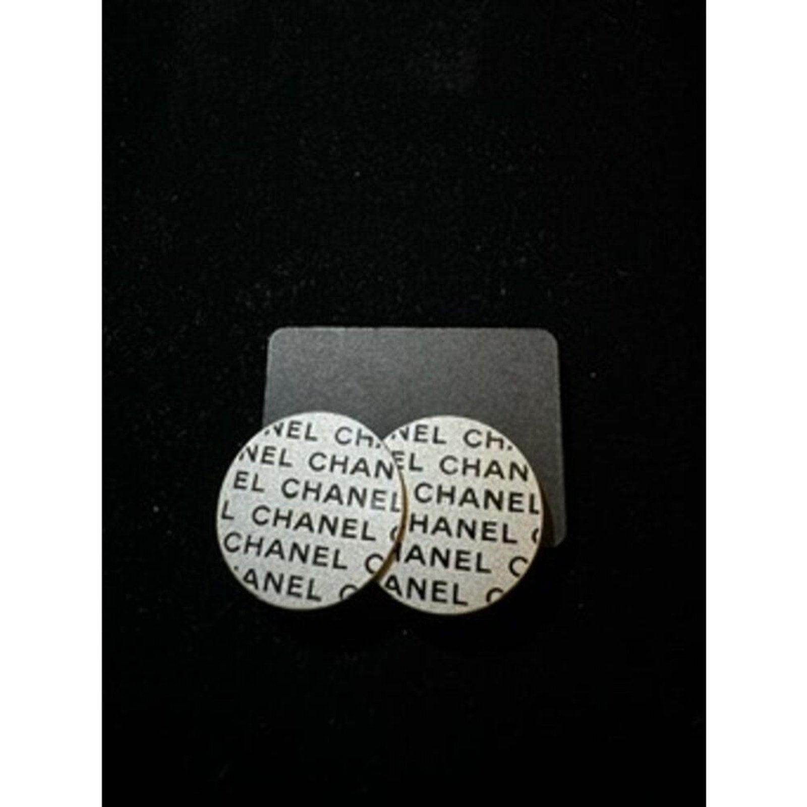 Chanel Logo Silver‎ Clip-Ons*GREAT Silver Authentic Stamped VINTAGE EARRINGS!