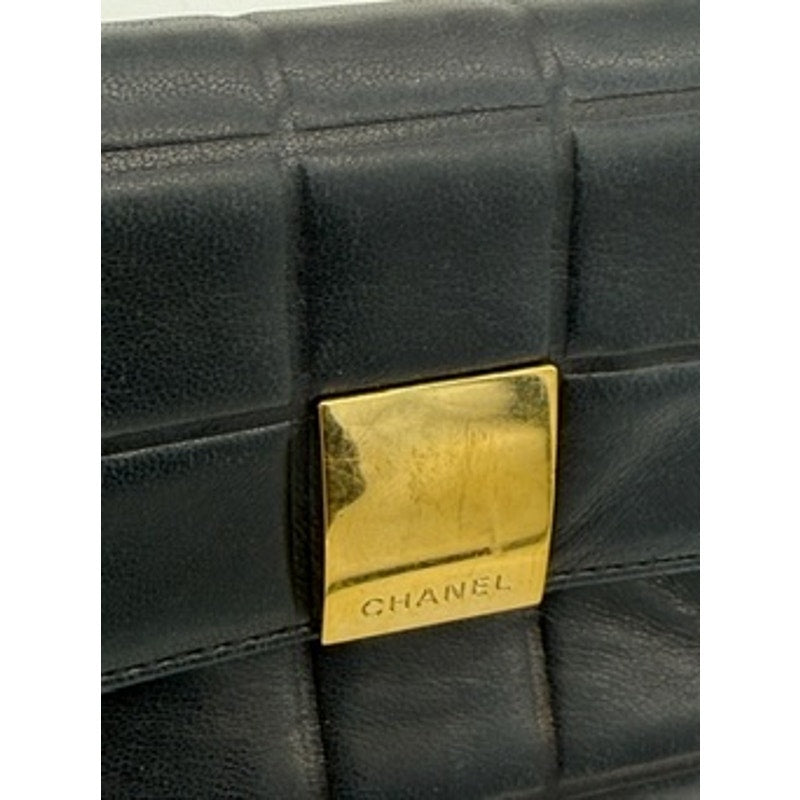 CHANEL  Leather Chocolate Bar Quilted Tri-Fold Wallet Black*w/BOX*Beautiful