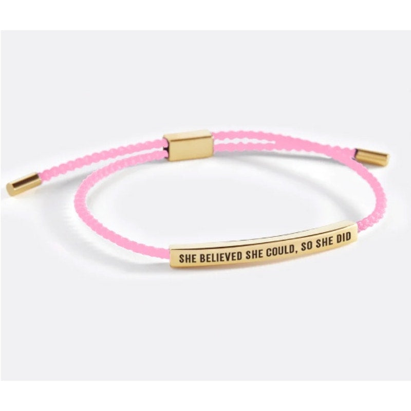 RETAIL $70 Mint & Lilly She Believed She Could So She Did Inspire Bracelet*Pink
