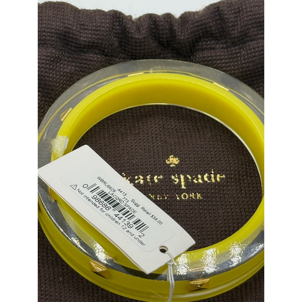 Kate Spade Lacquered Spade Bangle Bright Yellow in Clear Acrylic New with Tags