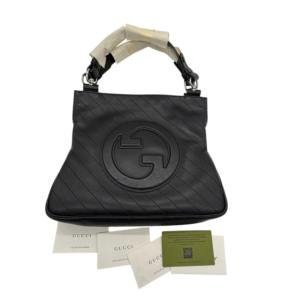 Gucci Black Sakai Be Green Calfskin Diagonal Stitched Tote*FULL INCLUSION*NWT