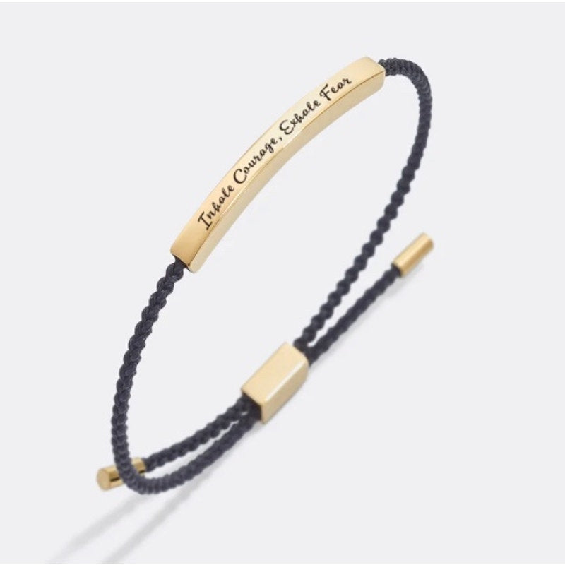 RETAIL $70 Mint & Lilly Inhale Courage, Exhale Fear Inspire Black Gold Bracelet