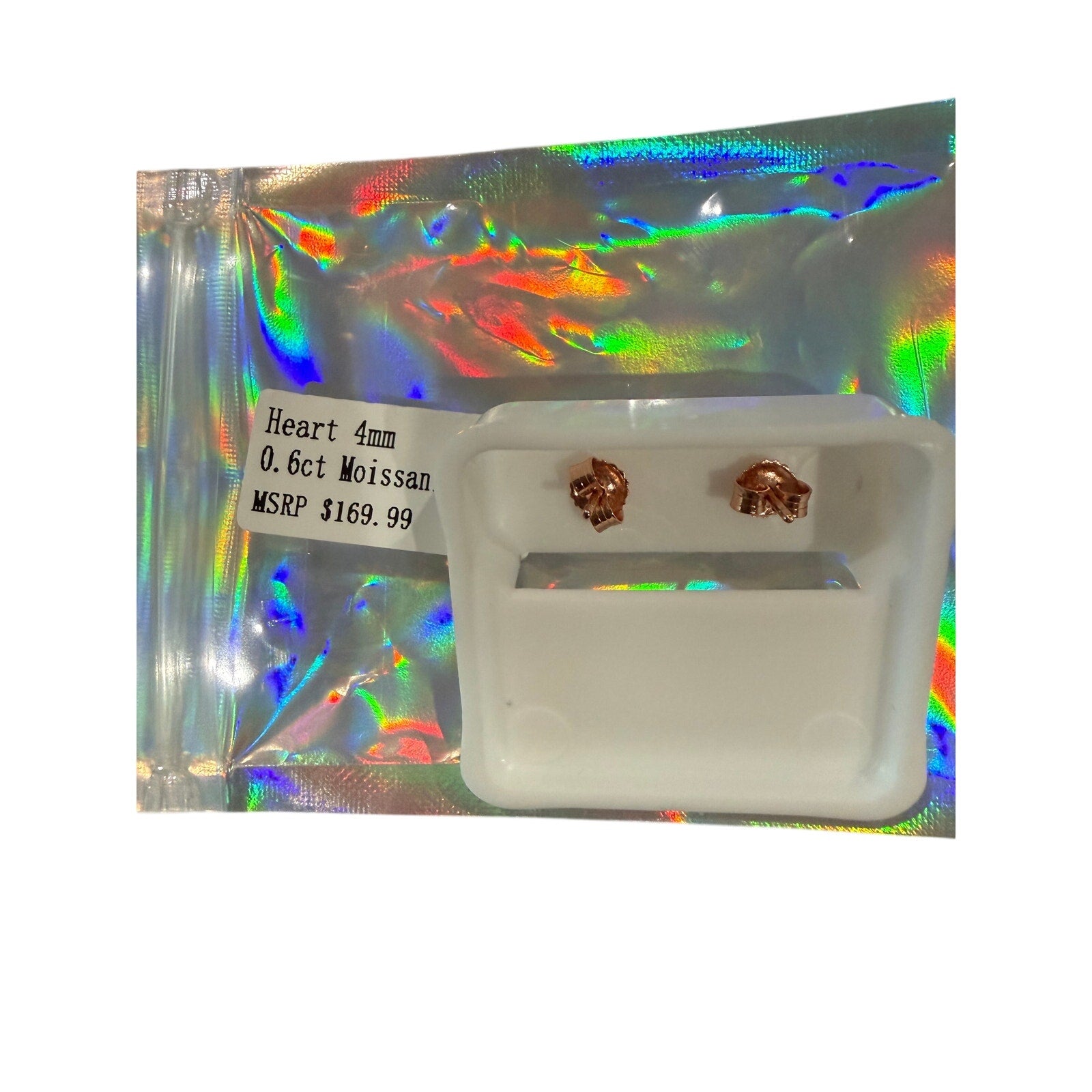Moissanite .6 Carat Heart Earrings*14K Gold over Sterling Silver*Retail $169