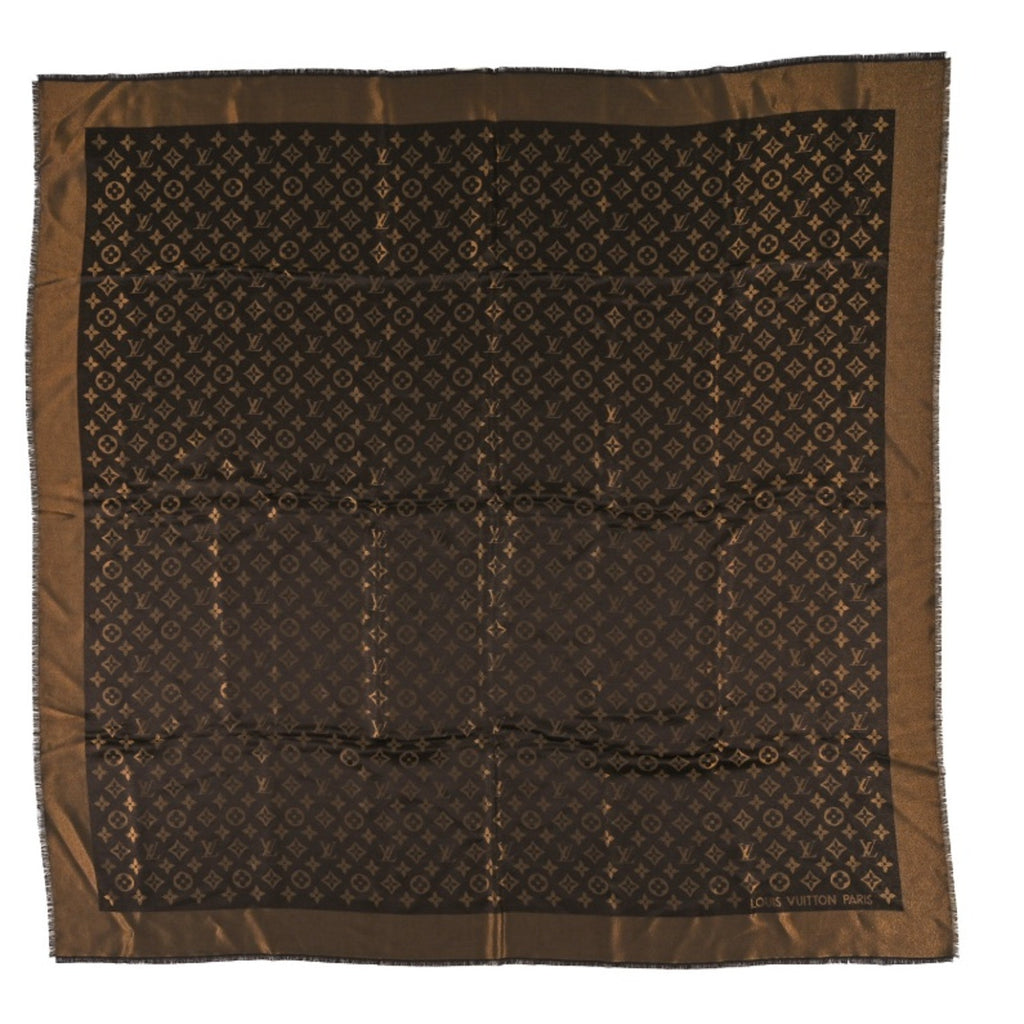 Louis Vuitton  Silk Lurex Wool Monogram Shine Shawl Brown*BRAND-NEW with COA #2