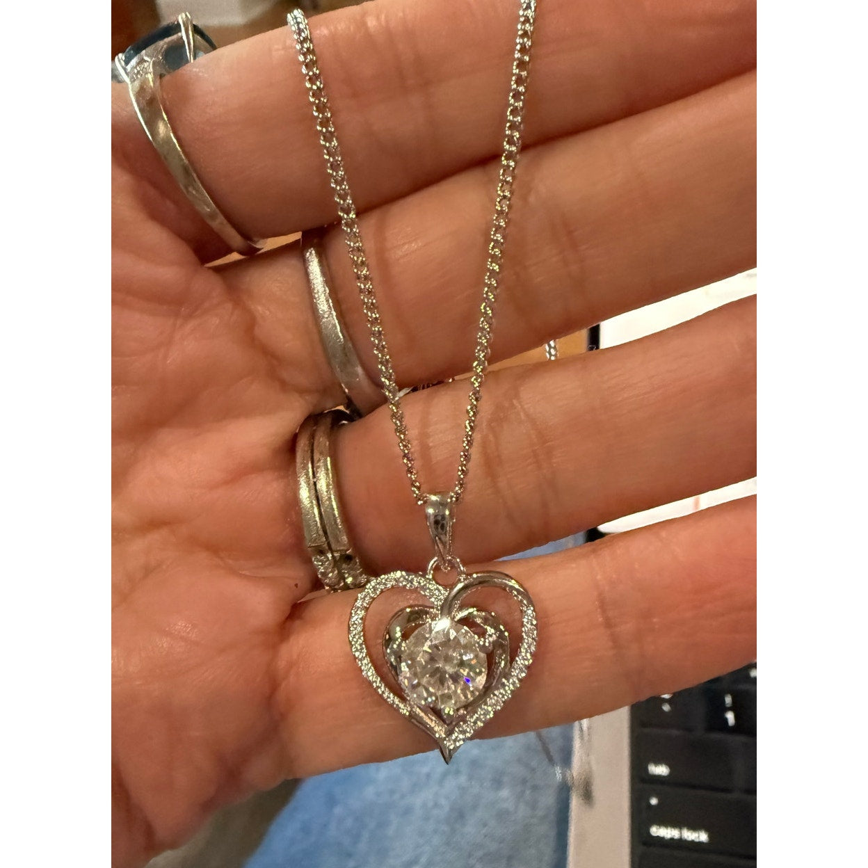 Moissanite 1 Carat Heart Necklace*Silver over Stainless*Retail is $100