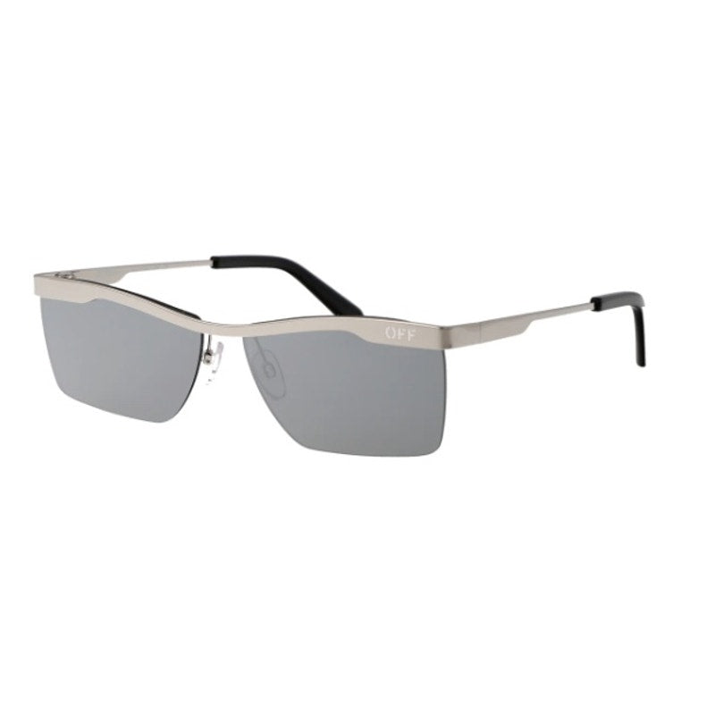 Off-White Sunglasses Rectangle Semi Rim*Silver Frame & Grey*Silver Mirror Lens