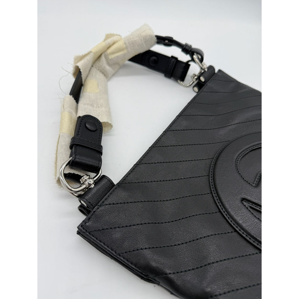 Gucci Black Sakai Be Green Calfskin Diagonal Stitched Tote*FULL INCLUSION*NWT