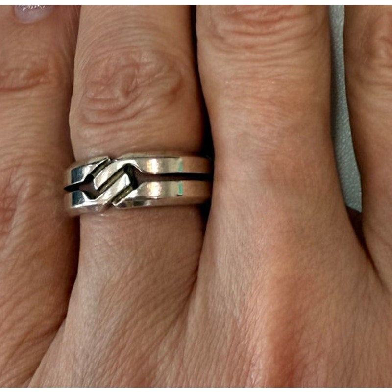 Authentic‎ 925 Sterling Silver Gucci Knot double ring*Size 6*GIFT BOX