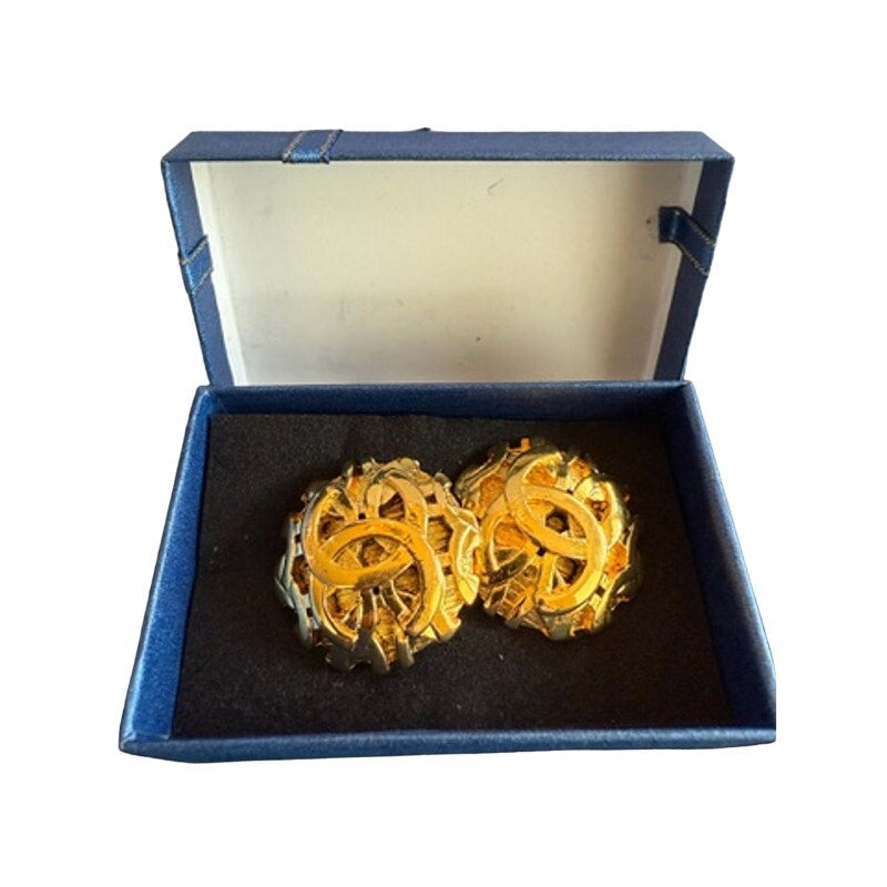 RARE Vintage Chanel 24K Gold Plated Collection by Karl Lagerfeld CC Clip-Ons*