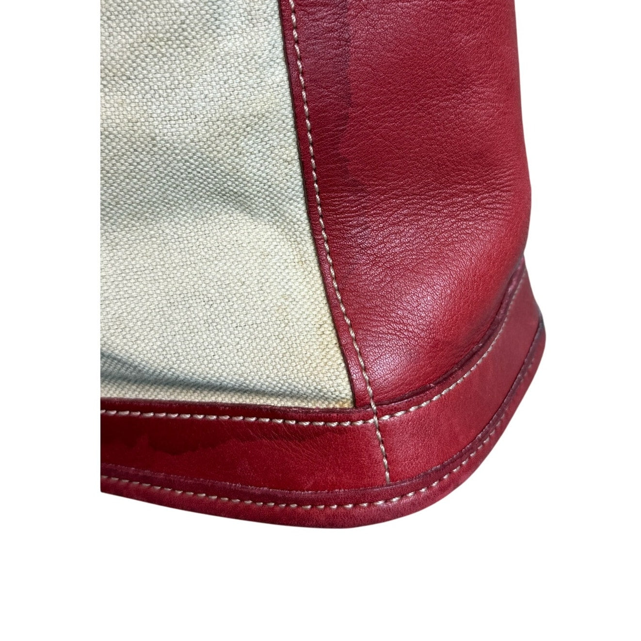 Coach 6121 Bleecker Satchel Linen Canvas & Red Leather Tote Bag*Vintage 1999
