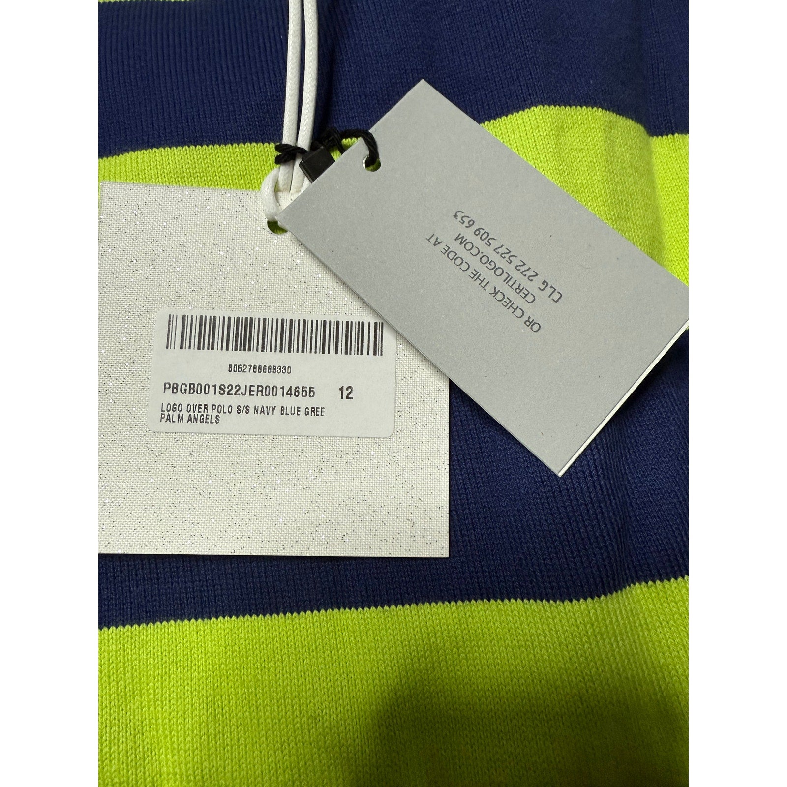 RETAIL $270 Palm Angels Boys Logo Striped Polo*BRAND-NEW w/tags*SZ 12