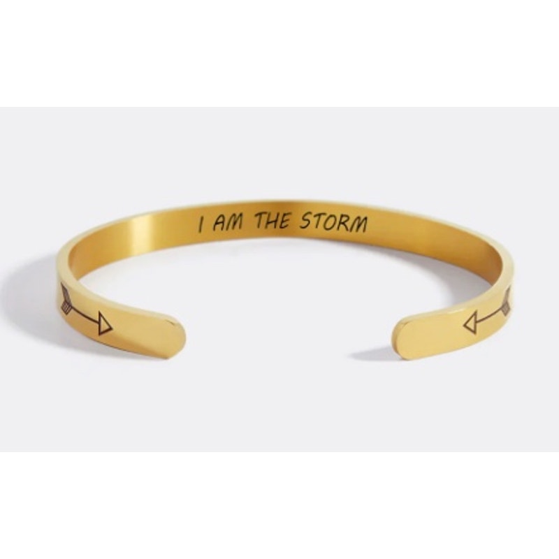 RETAIL $80 Mint & Lilly I AM THE STORM Gold open cuff bracelet*GIFT pouch