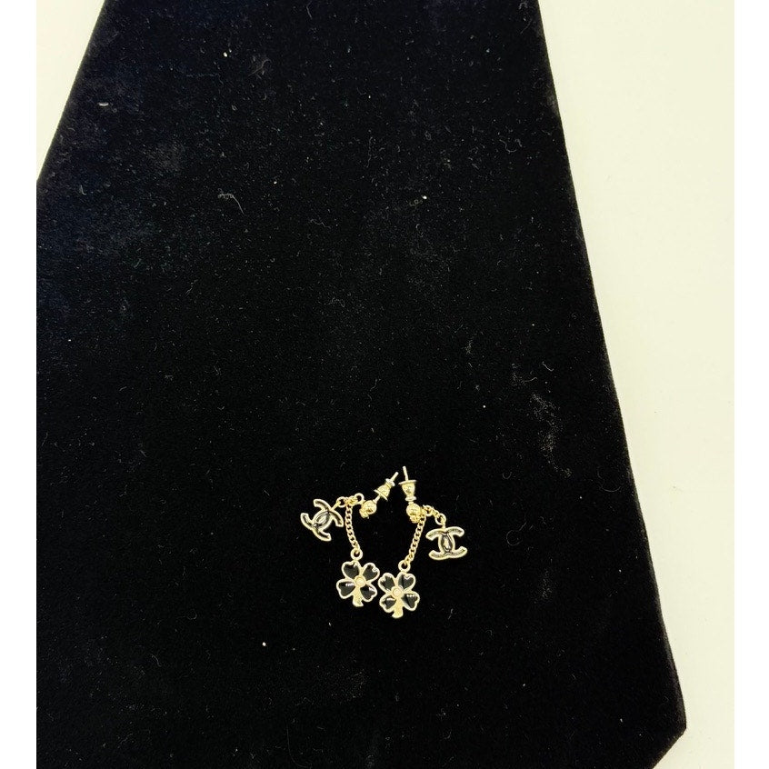 RARE Chanel CoCo Clover Drop Post Earrings*Gold Plated*GORGEOUS! EUC