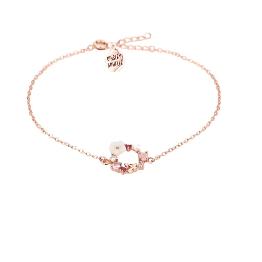 RETAIL $20 Kinsley Armelle Kalysa Collection Rose Gold Fleur Dainty Bracelet