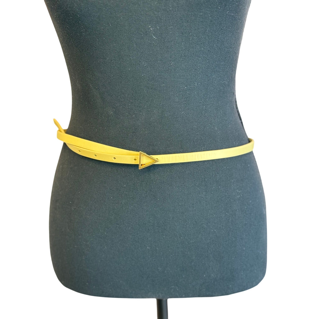 Bottega Veneta Triangle Snake Light Yellow Narrow Leather Belt *32"Dustbag