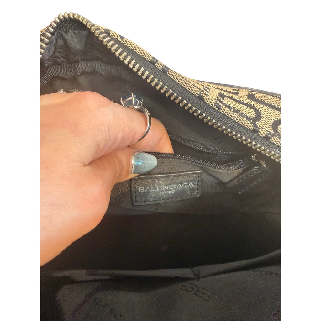 Balenciaga Black & Grey Logo Canvas & Leather Crossbody Bag*COA