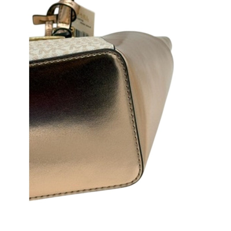 RETAIL $448 Michael Kors Charlotte Large Signature Logo Metallic Top-Zip Tote