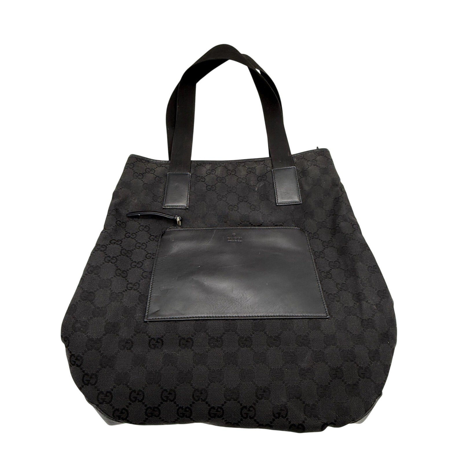 GUCCI Black Guccissima Monogram Nylon Tote Bag with leather*COA included