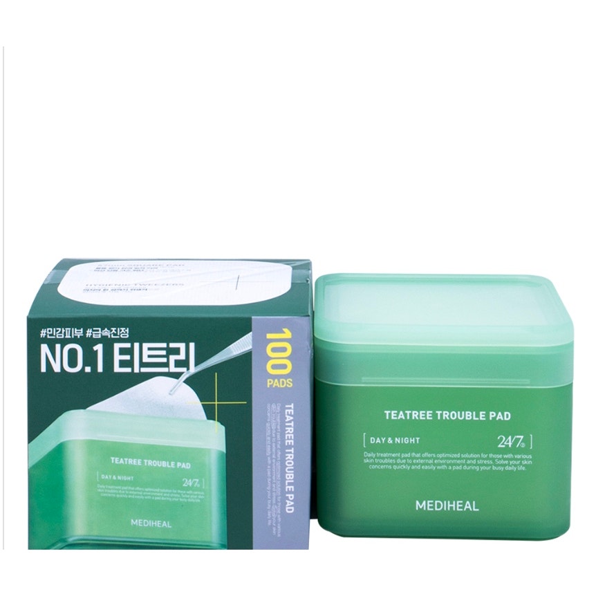 K Care: Mediheal 24/7 Day And Night Toner Pad 100Pc*Tea Tree Trouble pad*Korean