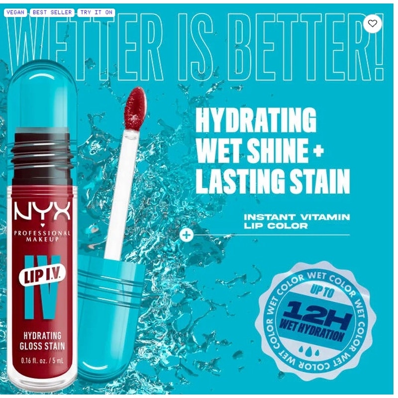 K-Care:NYX Professional Makeup Lip I.V. Hydrating Gloss Serum Stain*Cherry Red