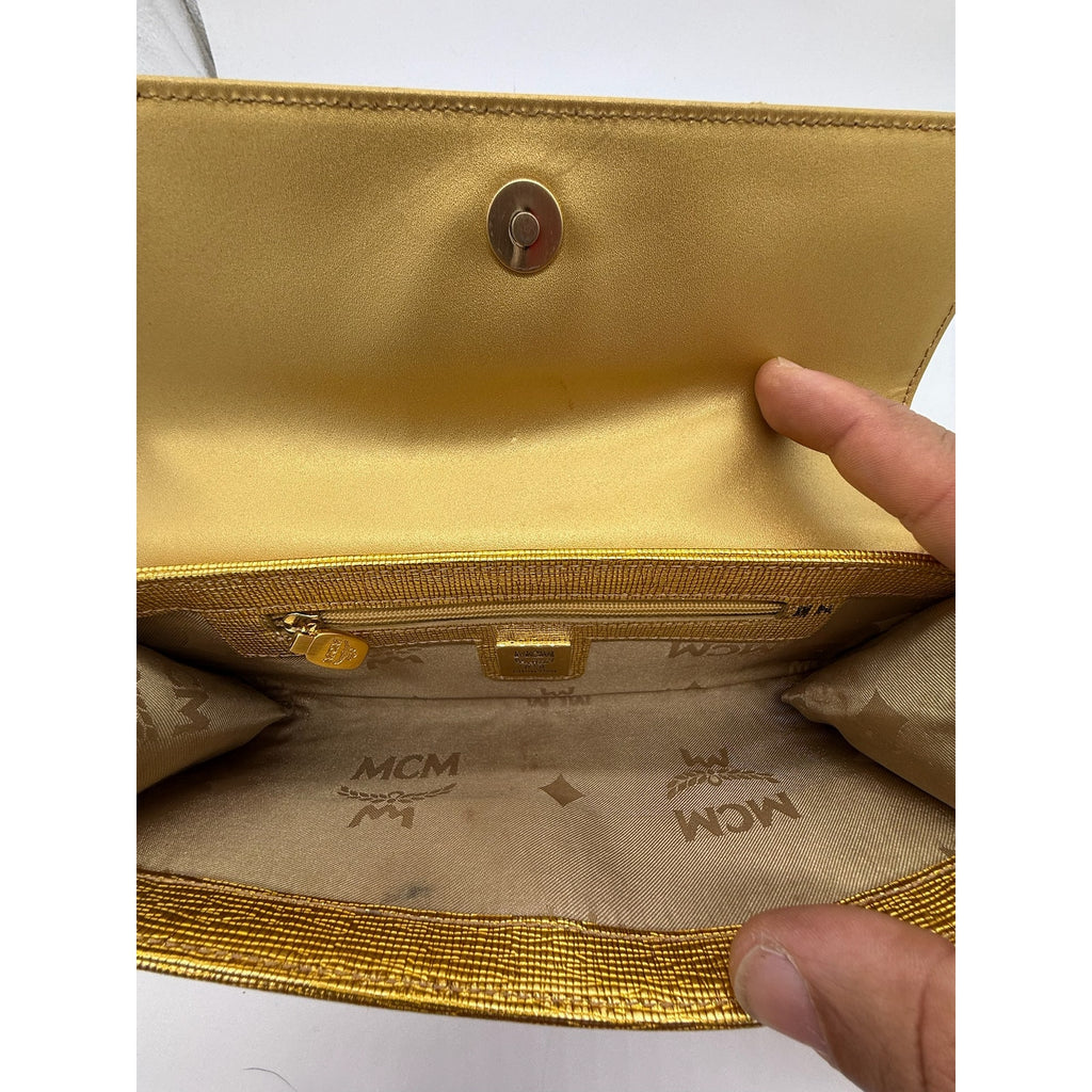 MCM Gold Snap Flap Evening Clutch*Excellent Condition