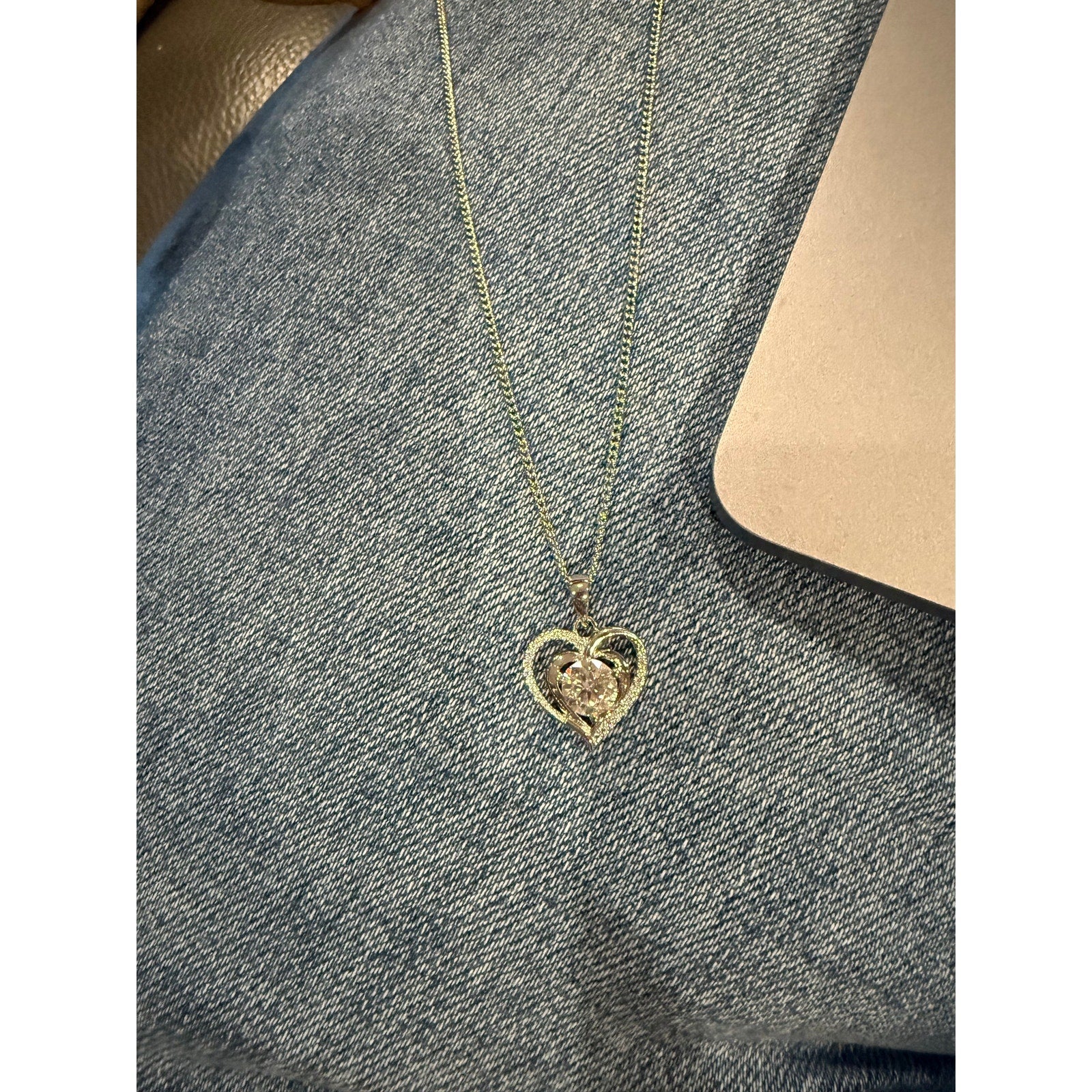 Moissanite 1 Carat Heart Necklace*Silver over Stainless*Retail is $100