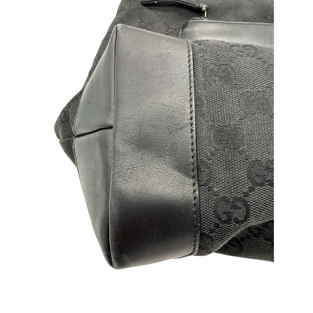 GUCCI Black Guccissima Monogram Nylon Tote Bag with leather*COA included