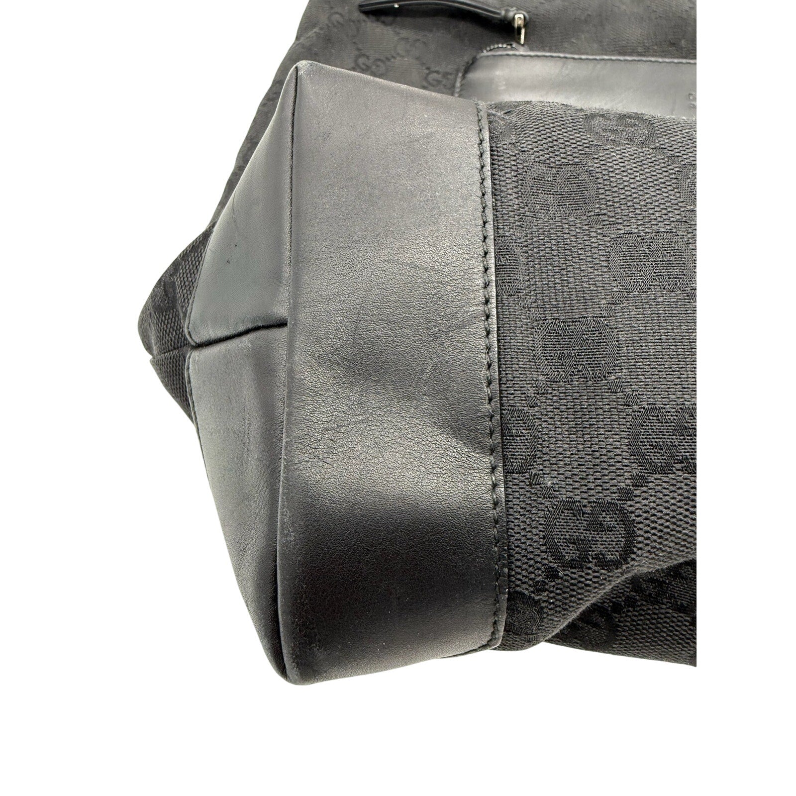 GUCCI Black Guccissima Monogram Nylon Tote Bag with leather*COA included